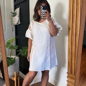 Nahesa boho Tassel 100% cotton Embroidered Gauze  Dress. Size S‎